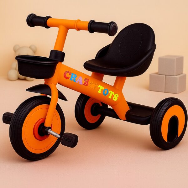 Crabtots Baby Tricycle Sturdy and Safe for Kids with storage baskets (Ages 2-5yrs) Tricycle (Orange)